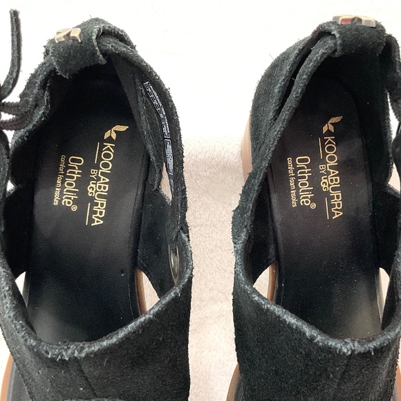 Black Koolaburra by Ugg Dressy Suede Strappy Chunky Block Heel Open Toe Sz 6 - Picture 5 of 16